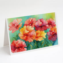 Load image into Gallery viewer, Ohio Scarlet Carnations in Watercolor Greeting Cards -  Blank Note Cards – 8-Pack of Artist-Designed Cards with Envelopes