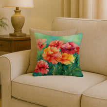 Load image into Gallery viewer, Ohio Scarlet Carnations in Watercolor Throw Pillow