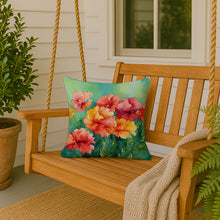 Load image into Gallery viewer, Ohio Scarlet Carnations in Watercolor Throw Pillow