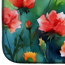 Load image into Gallery viewer, Ohio Scarlet Carnations in Watercolor Dish Drying Mat