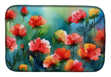 Load image into Gallery viewer, Ohio Scarlet Carnations in Watercolor Dish Drying Mat