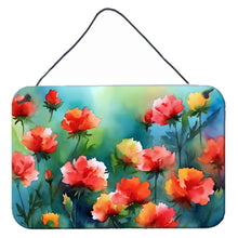 Load image into Gallery viewer, Ohio Scarlet Carnations in Watercolor Wall or Door Hanging Prints