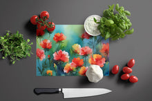 Load image into Gallery viewer, Ohio Scarlet Carnations in Watercolor Glass Cutting Boards – Durable, Decorative Kitchen Art Large