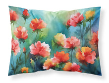 Load image into Gallery viewer, Ohio Scarlet Carnations in Watercolor Fabric Standard Pillowcase – Artistic Decorative Front, White Back