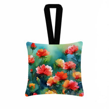 Load image into Gallery viewer, Ohio Scarlet Carnations in Watercolor Hanging Square Fabric Ornament 3.5 × 3.5