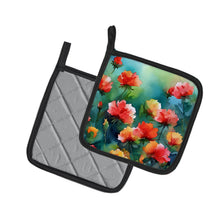 Load image into Gallery viewer, Ohio Scarlet Carnations in Watercolor Pair of Pot Holders