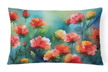 Load image into Gallery viewer, Ohio Scarlet Carnations in Watercolor Fabric Decorative Pillow