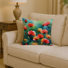 Load image into Gallery viewer, Ohio Scarlet Carnations in Watercolor Throw Pillow