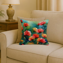 Load image into Gallery viewer, Ohio Scarlet Carnations in Watercolor Throw Pillow