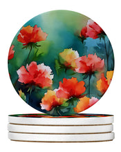Load image into Gallery viewer, Ohio Scarlet Carnations in Watercolor Large Sandstone Coasters Pack of 4