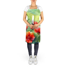 Load image into Gallery viewer, Ohio Scarlet Carnations in Watercolor Apron – Artist-Designed Kitchen, BBQ &amp; Craft Apron