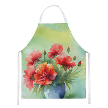 Load image into Gallery viewer, Ohio Scarlet Carnations in Watercolor Apron – Artist-Designed Kitchen, BBQ &amp; Craft Apron