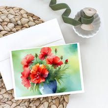 Load image into Gallery viewer, Ohio Scarlet Carnations in Watercolor Greeting Cards -  Blank Note Cards – 8-Pack of Artist-Designed Cards with Envelopes