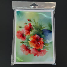 Load image into Gallery viewer, Ohio Scarlet Carnations in Watercolor Greeting Cards -  Blank Note Cards – 8-Pack of Artist-Designed Cards with Envelopes