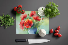 Load image into Gallery viewer, Ohio Scarlet Carnations in Watercolor Glass Cutting Boards – Durable, Decorative Kitchen Art Large