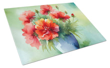 Load image into Gallery viewer, Ohio Scarlet Carnations in Watercolor Glass Cutting Boards – Durable, Decorative Kitchen Art Large