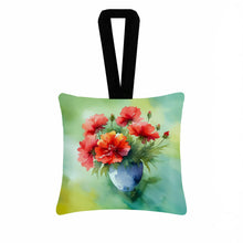 Load image into Gallery viewer, Ohio Scarlet Carnations in Watercolor Hanging Square Fabric Ornament 3.5 × 3.5
