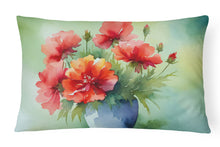 Load image into Gallery viewer, Ohio Scarlet Carnations in Watercolor Fabric Decorative Pillow