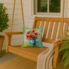 Load image into Gallery viewer, Ohio Scarlet Carnations in Watercolor Throw Pillow