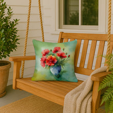 Load image into Gallery viewer, Ohio Scarlet Carnations in Watercolor Throw Pillow