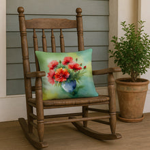 Load image into Gallery viewer, Ohio Scarlet Carnations in Watercolor Throw Pillow