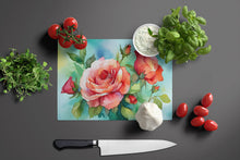 Load image into Gallery viewer, Oklahoma Roses in Watercolor Glass Cutting Boards – Durable, Decorative Kitchen Art Large