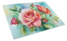 Load image into Gallery viewer, Oklahoma Roses in Watercolor Glass Cutting Boards – Durable, Decorative Kitchen Art Large