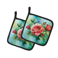Load image into Gallery viewer, Oklahoma Roses in Watercolor Pair of Pot Holders