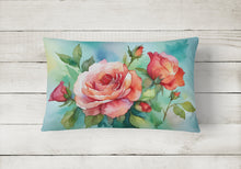 Load image into Gallery viewer, Oklahoma Roses in Watercolor Fabric Decorative Pillow