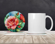 Load image into Gallery viewer, Oklahoma Roses in Watercolor Large Sandstone Coasters Pack of 4
