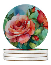 Load image into Gallery viewer, Oklahoma Roses in Watercolor Large Sandstone Coasters Pack of 4