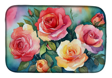 Load image into Gallery viewer, Oklahoma Roses in Watercolor Dish Drying Mat