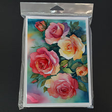Load image into Gallery viewer, Oklahoma Roses in Watercolor Greeting Cards -  Blank Note Cards – 8-Pack of Artist-Designed Cards with Envelopes