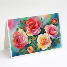 Load image into Gallery viewer, Oklahoma Roses in Watercolor Greeting Cards -  Blank Note Cards – 8-Pack of Artist-Designed Cards with Envelopes