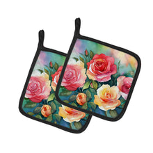 Load image into Gallery viewer, Oklahoma Roses in Watercolor Pair of Pot Holders