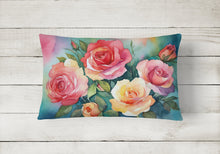 Load image into Gallery viewer, Oklahoma Roses in Watercolor Fabric Decorative Pillow