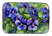 Load image into Gallery viewer, Rhode Island Violets in Watercolor Dish Drying Mat