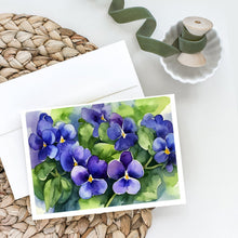 Load image into Gallery viewer, Rhode Island Violets in Watercolor Greeting Cards -  Blank Note Cards – 8-Pack of Artist-Designed Cards with Envelopes