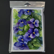 Load image into Gallery viewer, Rhode Island Violets in Watercolor Greeting Cards -  Blank Note Cards – 8-Pack of Artist-Designed Cards with Envelopes