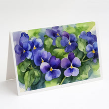 Load image into Gallery viewer, Rhode Island Violets in Watercolor Greeting Cards -  Blank Note Cards – 8-Pack of Artist-Designed Cards with Envelopes