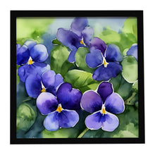 Load image into Gallery viewer, Rhode Island Violets in Watercolor Framed Metal Print