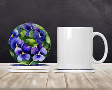 Load image into Gallery viewer, Rhode Island Violets in Watercolor Large Sandstone Coasters Pack of 4