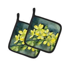 Load image into Gallery viewer, South Carolina Yellow Jessamine in Watercolor Pair of Pot Holders