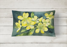 Load image into Gallery viewer, South Carolina Yellow Jessamine in Watercolor Fabric Decorative Pillow