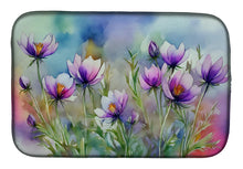 Load image into Gallery viewer, South Dakota Pasque Flowers in Watercolor Dish Drying Mat