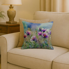 Load image into Gallery viewer, South Dakota Pasque Flowers in Watercolor Throw Pillow