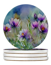 Load image into Gallery viewer, South Dakota Pasque Flowers in Watercolor Large Sandstone Coasters Pack of 4