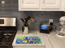 Load image into Gallery viewer, Tennessee Iris in Watercolor Glass Cutting Boards – Durable, Decorative Kitchen Art Large