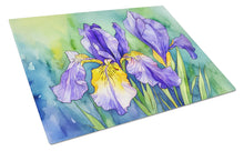 Load image into Gallery viewer, Tennessee Iris in Watercolor Glass Cutting Boards – Durable, Decorative Kitchen Art Large