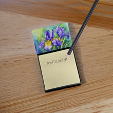 Load image into Gallery viewer, Tennessee Iris in Watercolor Sticky Note Holder- Refiilable Desk Accessory Note Pad